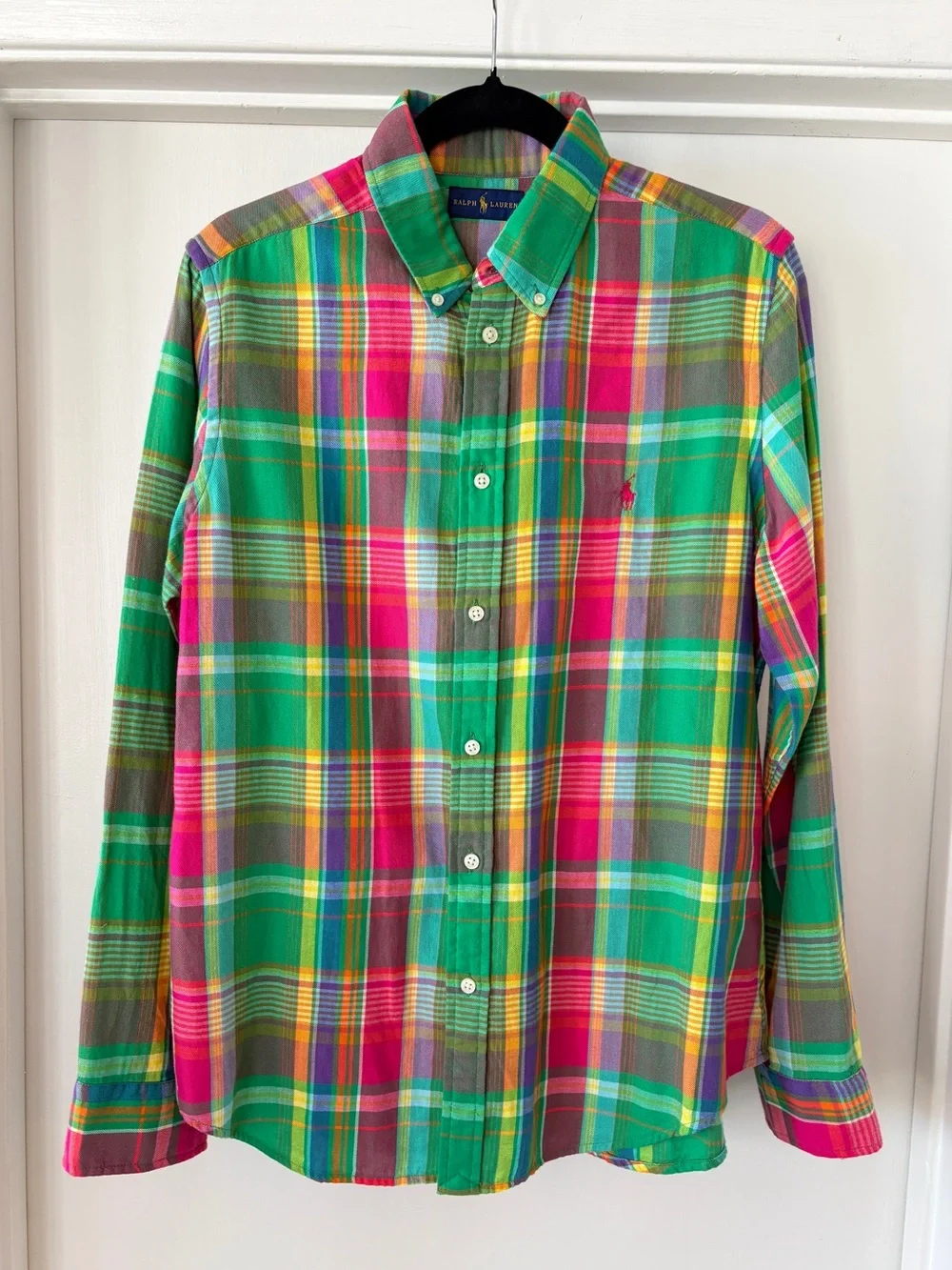 Ralph Lauren Bright Green & Pink Plaid Button-Down Shirt